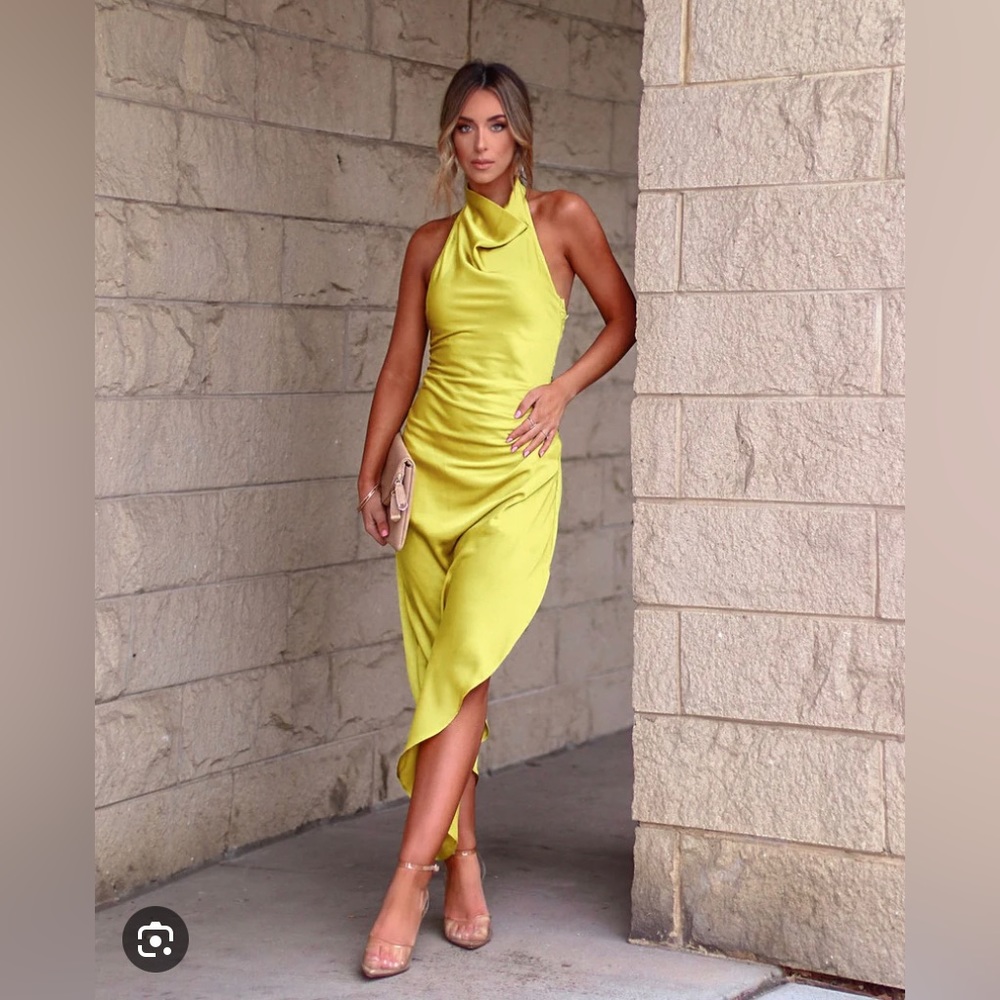 VICI Neon Green Dress, Satin Dress, Fun Party Dress